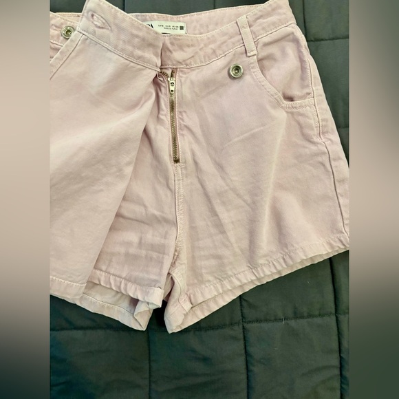 Zara Y2K High Waist Wrap Denim Skort 100% cotton – Light Pink lavender Size S - Picture 6 of 11